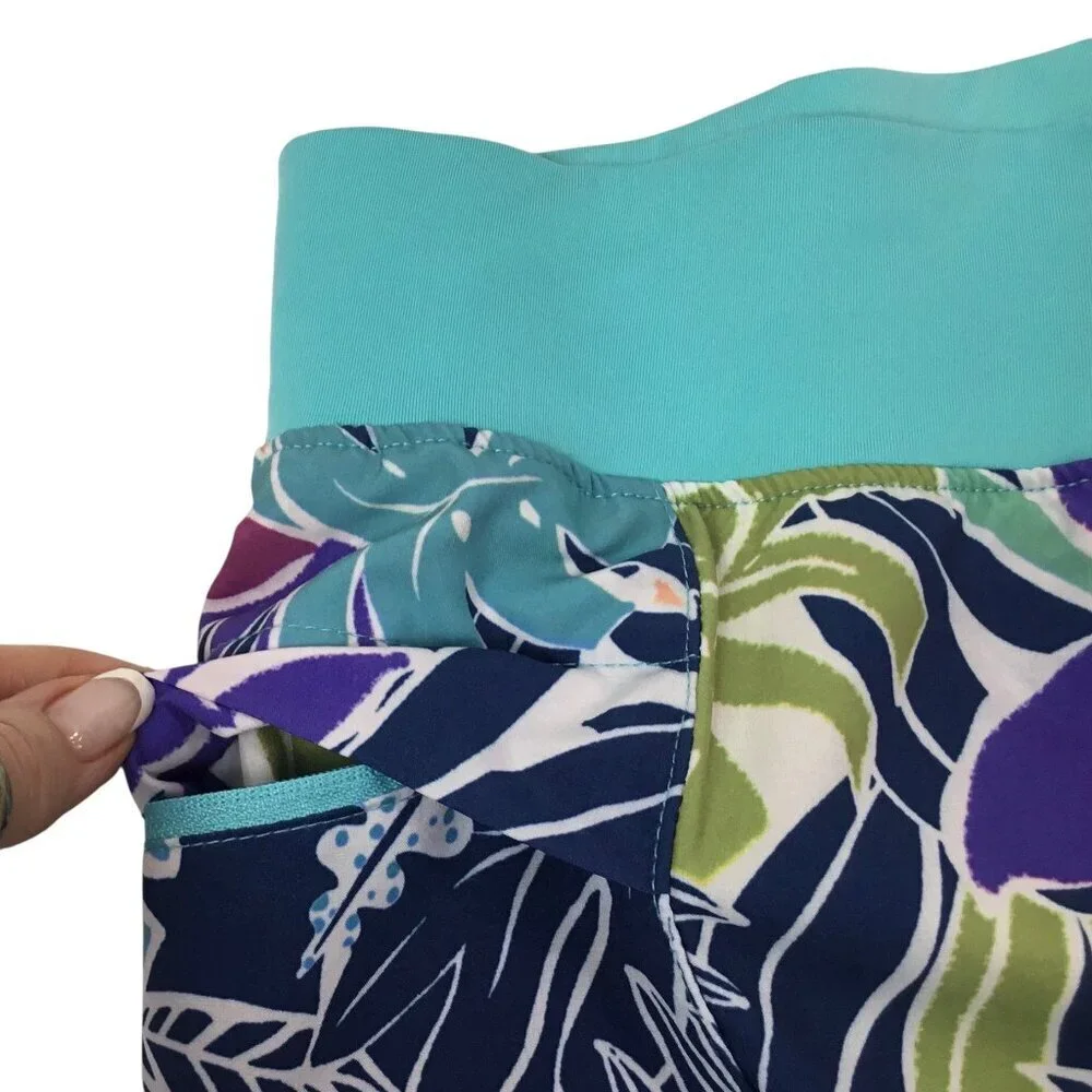 Reel Legends Skort Tropical Print Size XL Zip Pockets Fishing Hiking Pickleball